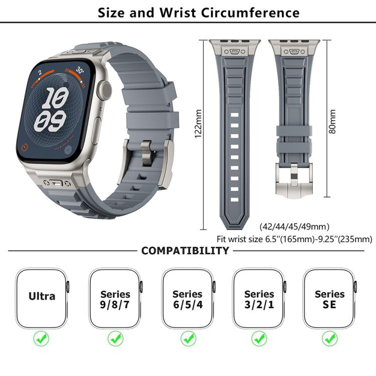 For Apple Watch 46mm / 49mm / 45mm / 44mm Kalebol High Stretch Silicone Armor Watch Band(Black Grey) - free shipping - PMc TechLife - Order now!