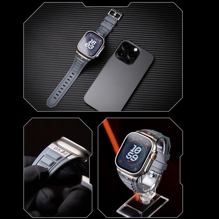 For Apple Watch 46mm / 49mm / 45mm / 44mm Kalebol High Stretch Silicone Armor Watch Band(Titanium White) - free shipping - PMc TechLife - Order now!