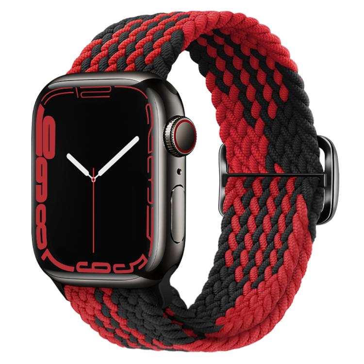 For Apple Watch 46mm / 49mm / 45mm / 44mm Kalebol Eight Buckle Nylon Braided Watch Band(Black Red) - Watch Bands by Kalebol | Online Shopping South Africa | PMC TechLife | Buy Now Pay Later Mobicred