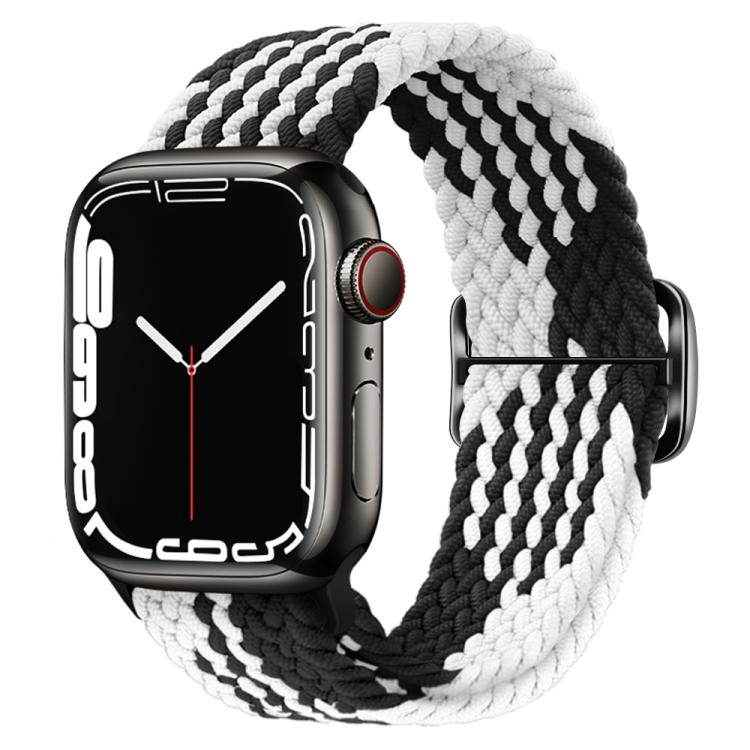 For Apple Watch 42mm / 41mm / 40mm / 38mm Kalebol Eight Buckle Nylon Braided Watch Band(Black White) - Watch Bands by Kalebol | Online Shopping South Africa | PMC TechLife | Buy Now Pay Later Mobicred