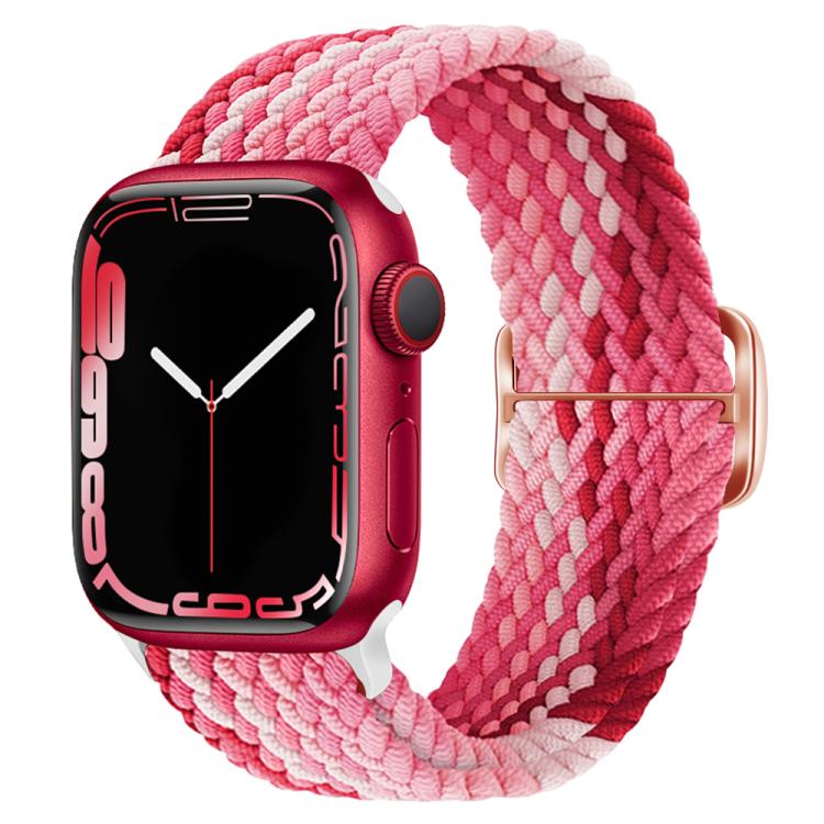 For Apple Watch 42mm / 41mm / 40mm / 38mm Kalebol Eight Buckle Nylon Braided Watch Band(Strawberry Red) - Watch Bands by Kalebol | Online Shopping South Africa | PMC TechLife | Buy Now Pay Later Mobicred