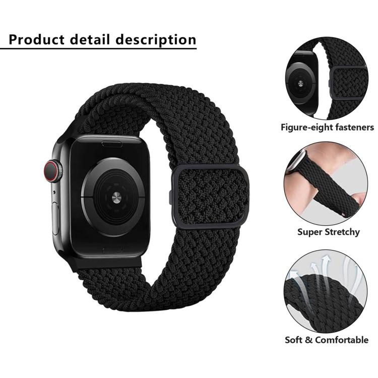 For Apple Watch 46mm / 49mm / 45mm / 44mm Kalebol Eight Buckle Nylon Braided Watch Band(Black Red) - Watch Bands by Kalebol | Online Shopping South Africa | PMC TechLife | Buy Now Pay Later Mobicred