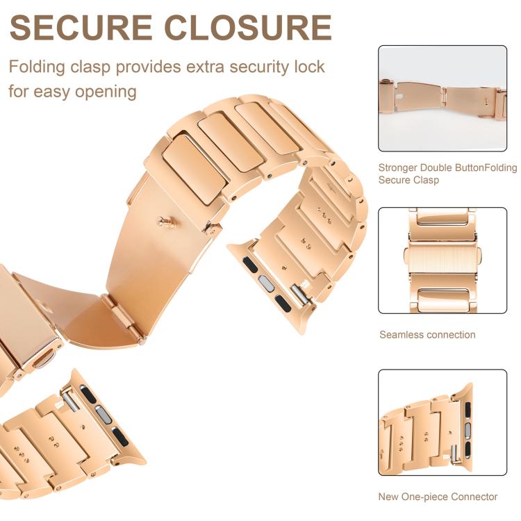 For Apple Watch 46mm / 49mm / 45mm / 44mm Kalebol Tooling Metal Zinc Alloy Watch Band(Rose Gold) - free shipping - PMc TechLife - Order now!