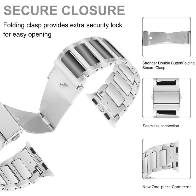 For Apple Watch 42mm / 41mm / 40mm / 38mm Kalebol Tooling Metal Zinc Alloy Watch Band(Silver Black) - free shipping - PMc TechLife - Order now!
