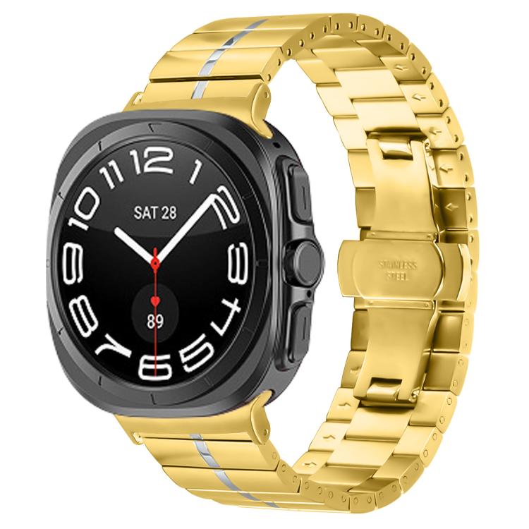 For Samsung Galaxy Watch Ultra 47mm Kalebol One-bead Stainless Steel Watch Band(Gold Silver) - free shipping - PMc TechLife - Order now!
