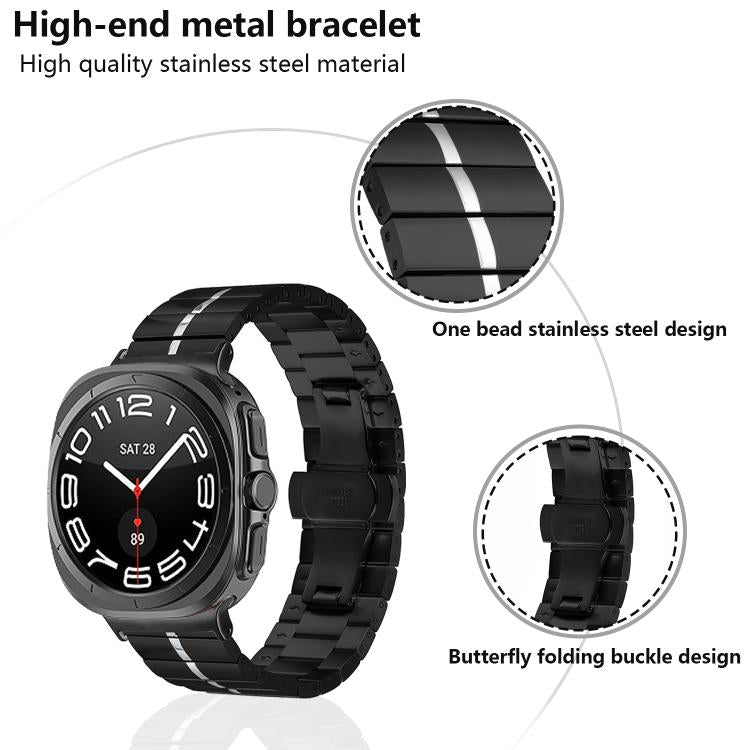 For Samsung Galaxy Watch Ultra 47mm Kalebol One-bead Stainless Steel Watch Band(Gold Silver) - free shipping - PMc TechLife - Order now!