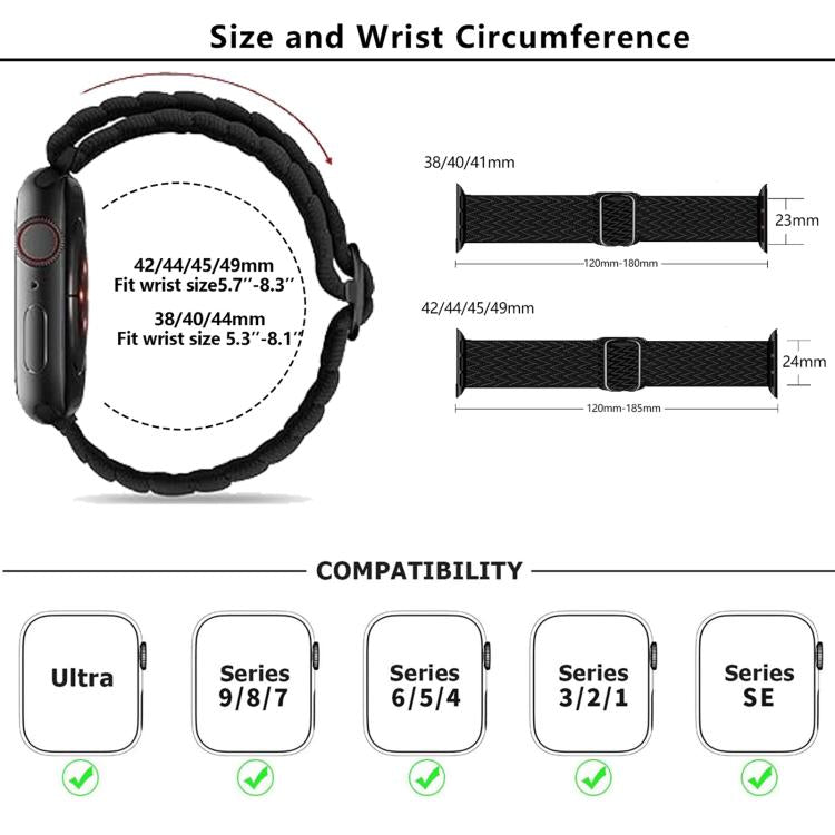 For Apple Watch 46mm / 49mm / 45mm / 44mm Kalebol Eight Buckle Wavy Braided Nylon Watch Band(Apricot) - Watch Bands by Kalebol | Online Shopping South Africa | PMC TechLife | Buy Now Pay Later Mobicred