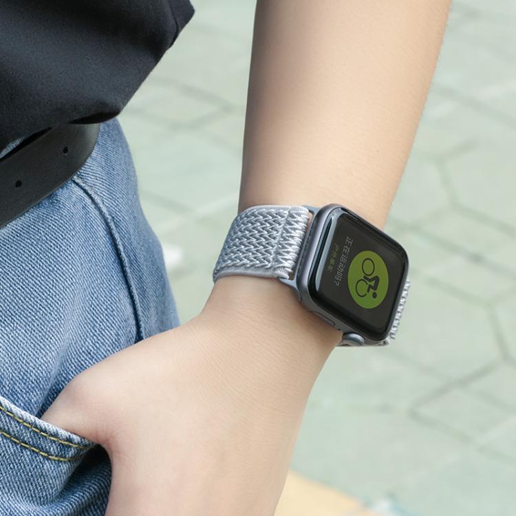 For Apple Watch 46mm / 49mm / 45mm / 44mm Kalebol Eight Buckle Wavy Braided Nylon Watch Band(Grey) - Watch Bands by Kalebol | Online Shopping South Africa | PMC TechLife | Buy Now Pay Later Mobicred