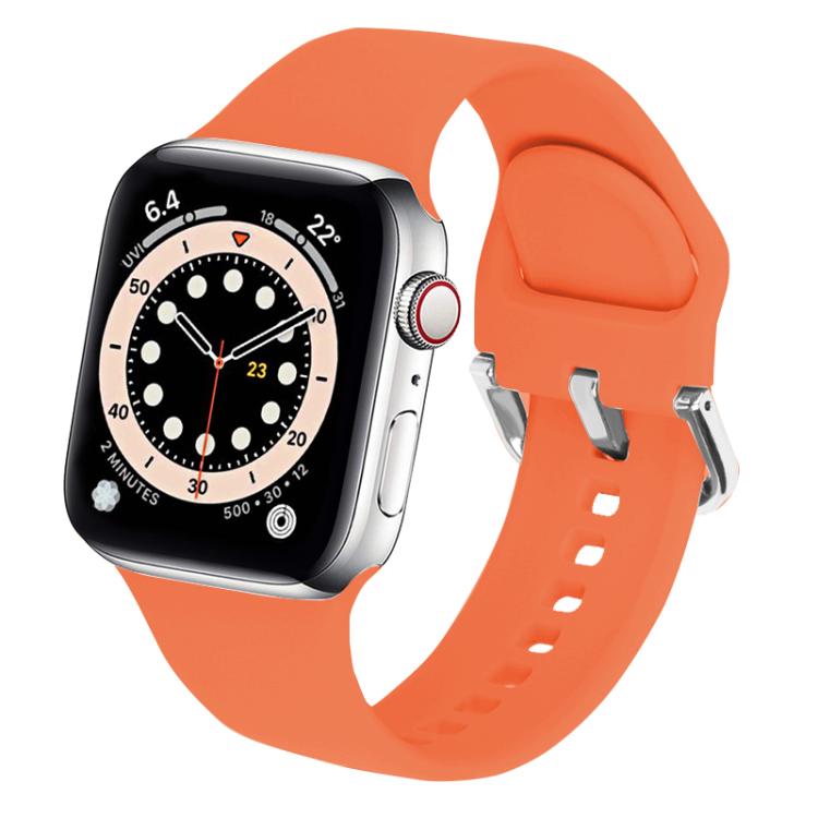 For Apple Watch 46mm / 49mm / 45mm / 44mm Kalebol Metal Pin Buckle Silicone Watch Band(Orange) - Watch Bands by Kalebol | Online Shopping South Africa | PMC TechLife | Buy Now Pay Later Mobicred