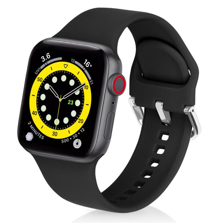For Apple Watch 46mm / 49mm / 45mm / 44mm Kalebol Metal Pin Buckle Silicone Watch Band(Black) - Watch Bands by Kalebol | Online Shopping South Africa | PMC TechLife | Buy Now Pay Later Mobicred