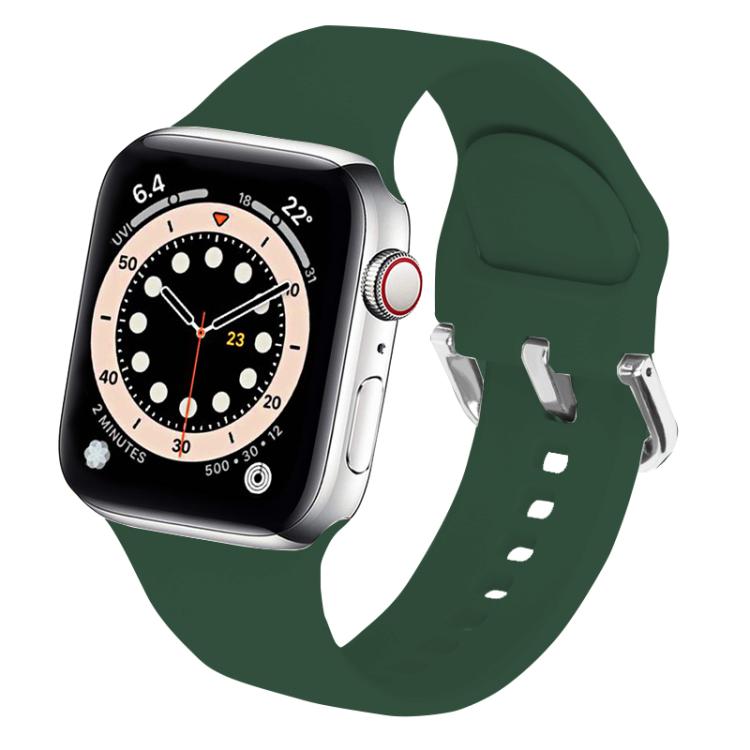 For Apple Watch 46mm / 49mm / 45mm / 44mm Kalebol Metal Pin Buckle Silicone Watch Band(Dark Green) - Watch Bands by Kalebol | Online Shopping South Africa | PMC TechLife | Buy Now Pay Later Mobicred