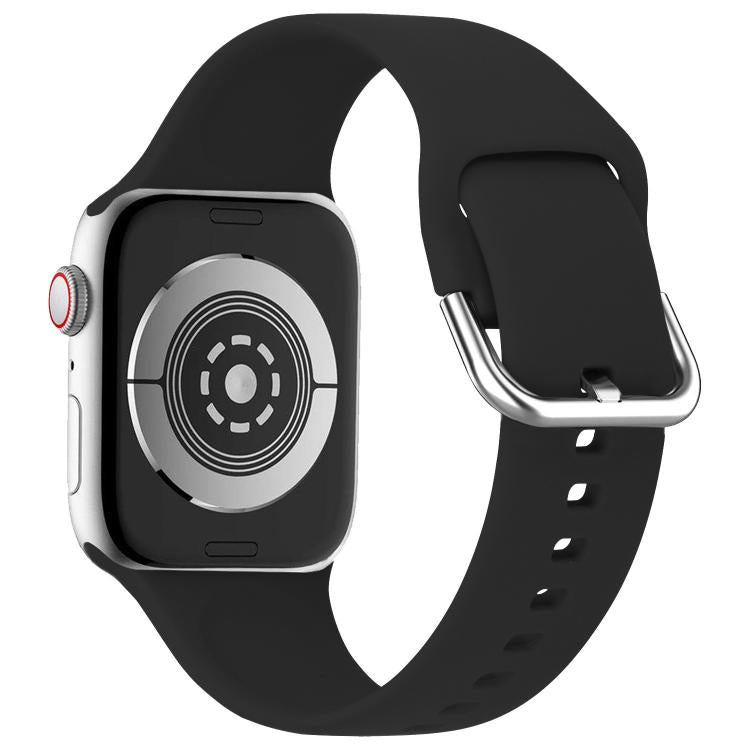 For Apple Watch 42mm / 41mm / 40mm / 38mm Kalebol Metal Pin Buckle Silicone Watch Band(Black) - Watch Bands by Kalebol | Online Shopping South Africa | PMC TechLife | Buy Now Pay Later Mobicred