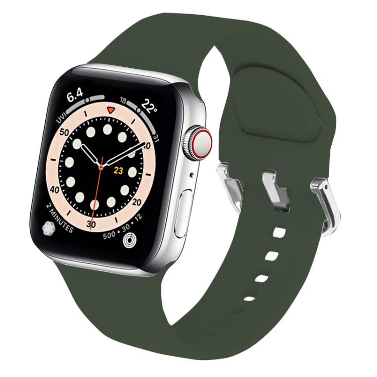 For Apple Watch 42mm / 41mm / 40mm / 38mm Kalebol Metal Pin Buckle Silicone Watch Band(Army Green) - Watch Bands by Kalebol | Online Shopping South Africa | PMC TechLife | Buy Now Pay Later Mobicred