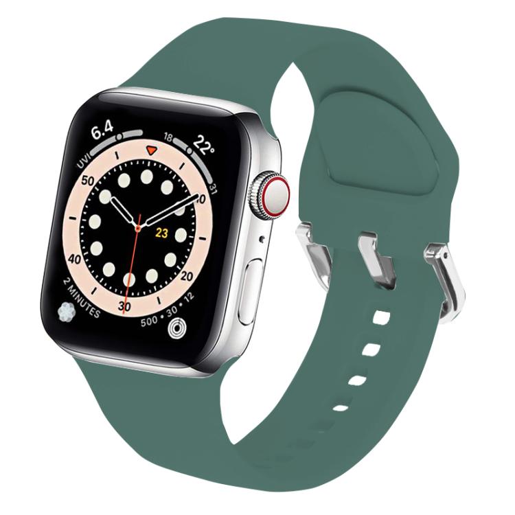 For Apple Watch 42mm / 41mm / 40mm / 38mm Kalebol Metal Pin Buckle Silicone Watch Band(Pine Green) - Watch Bands by Kalebol | Online Shopping South Africa | PMC TechLife | Buy Now Pay Later Mobicred