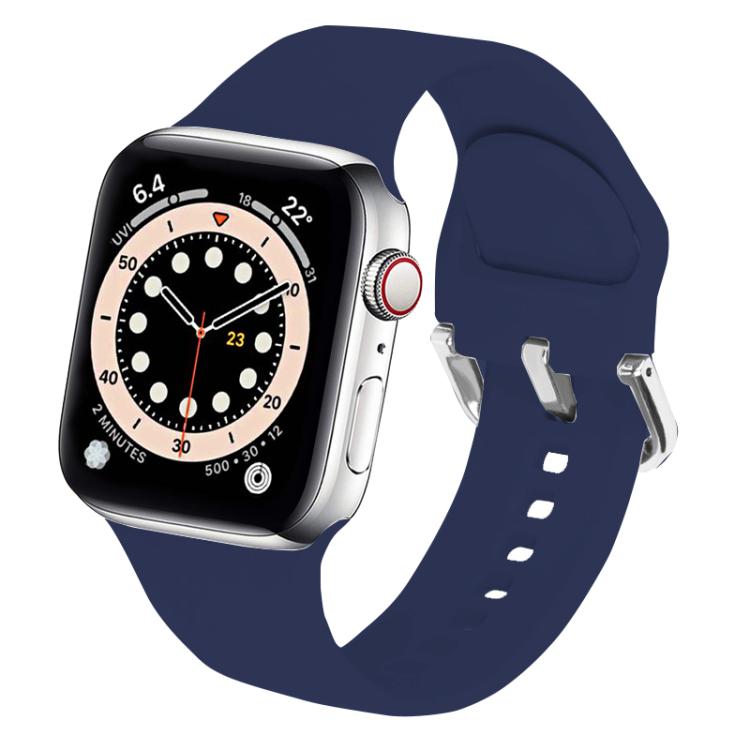 For Apple Watch 42mm / 41mm / 40mm / 38mm Kalebol Metal Pin Buckle Silicone Watch Band(Dark Blue) - Watch Bands by Kalebol | Online Shopping South Africa | PMC TechLife | Buy Now Pay Later Mobicred