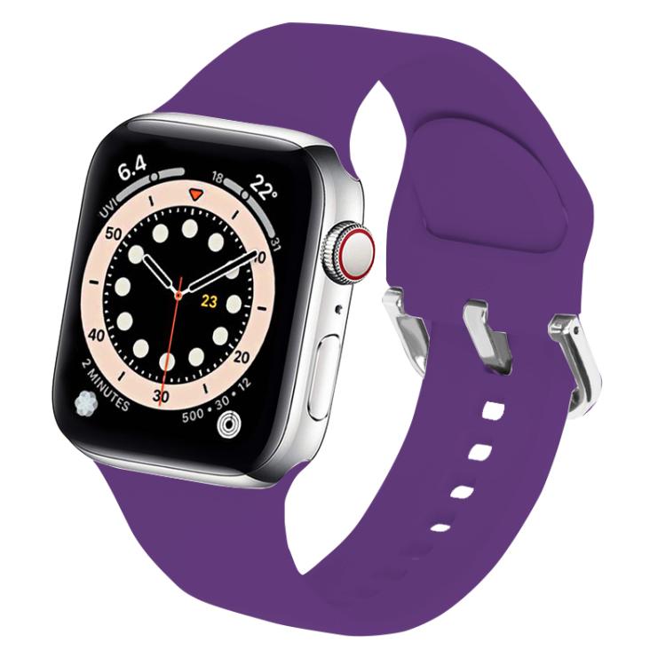 For Apple Watch 42mm / 41mm / 40mm / 38mm Kalebol Metal Pin Buckle Silicone Watch Band(Dark Purple) - Watch Bands by Kalebol | Online Shopping South Africa | PMC TechLife | Buy Now Pay Later Mobicred