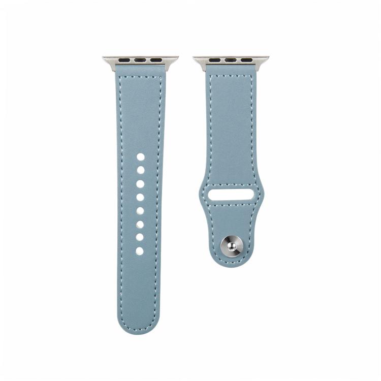 For Apple Watch 46mm / 49mm / 45mm / 44mm Kalebol Large Stud Buckle Leather Watch Band(Haze Blue) - free shipping - PMc TechLife - Order now!