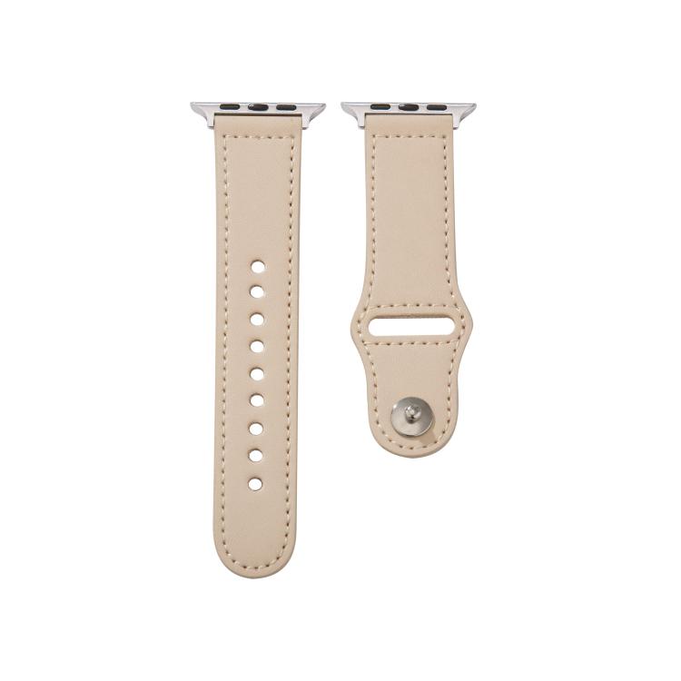 For Apple Watch 46mm / 49mm / 45mm / 44mm Kalebol Large Stud Buckle Leather Watch Band(Apricot) - free shipping - PMc TechLife - Order now!