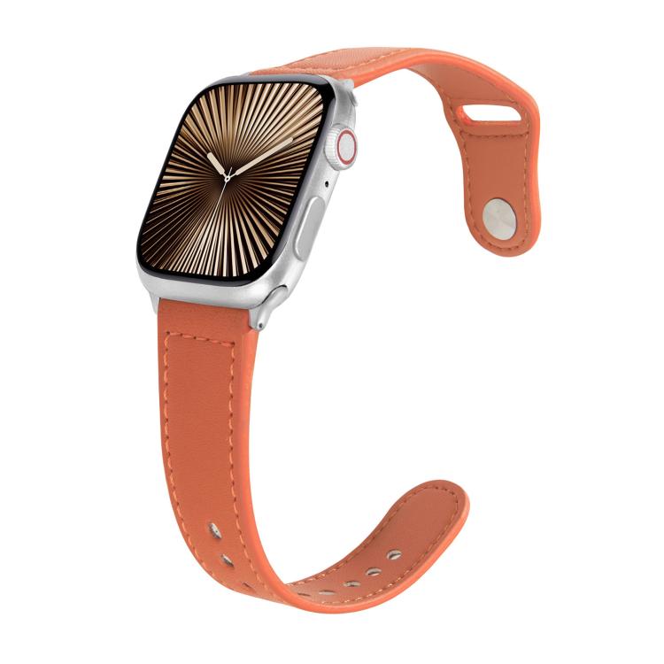 For Apple Watch 42mm / 41mm / 40mm / 38mm Kalebol Large Stud Buckle Leather Watch Band(Orange) - free shipping - PMc TechLife - Order now!