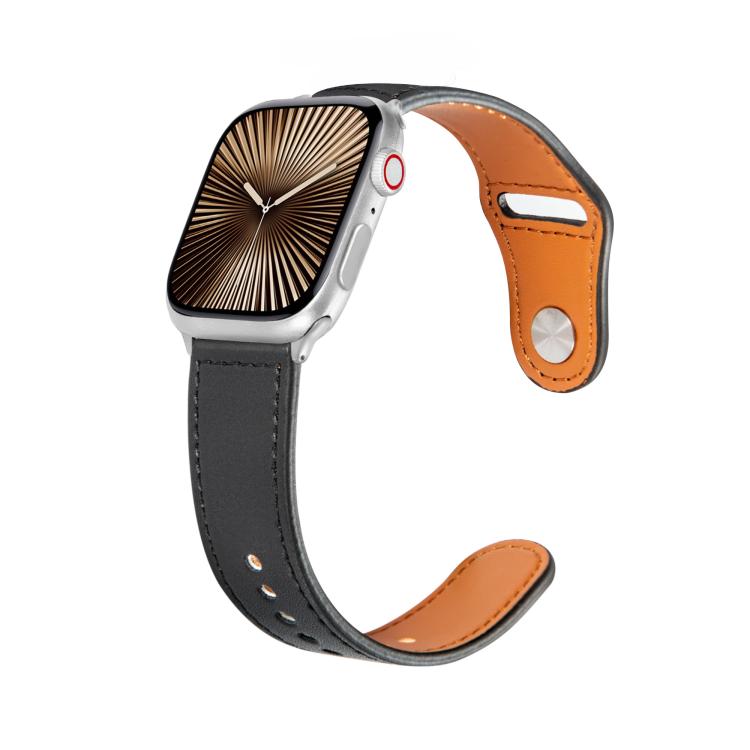 For Apple Watch 42mm / 41mm / 40mm / 38mm Kalebol Large Stud Buckle Leather Watch Band(Black) - free shipping - PMc TechLife - Order now!