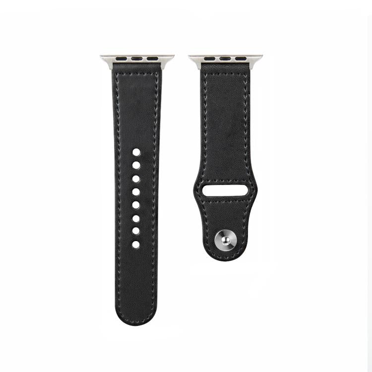 For Apple Watch 42mm / 41mm / 40mm / 38mm Kalebol Large Stud Buckle Leather Watch Band(Black) - free shipping - PMc TechLife - Order now!
