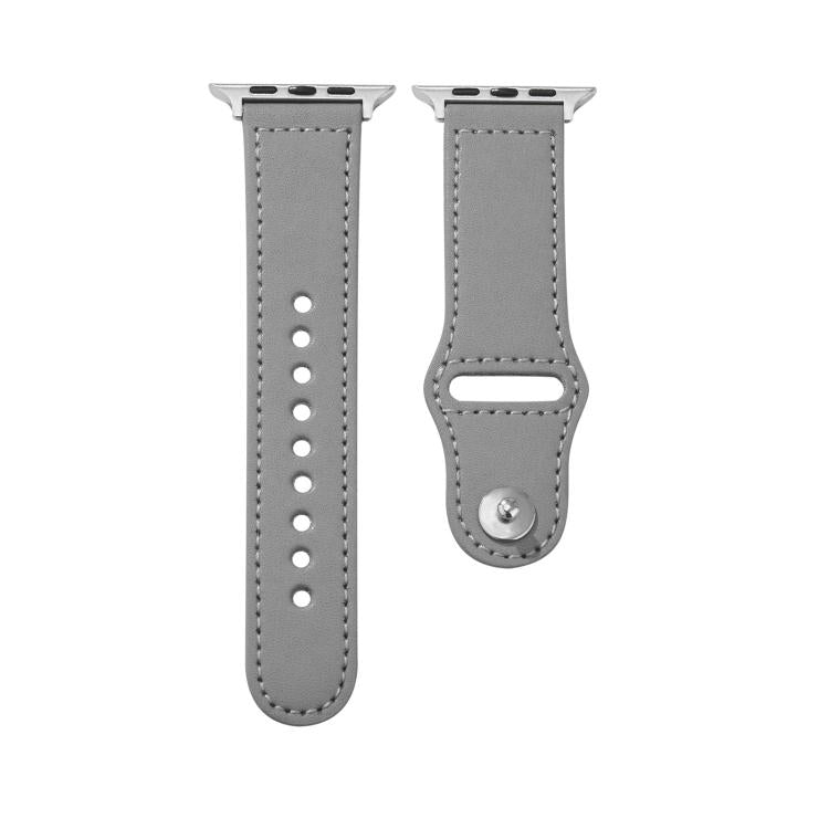 For Apple Watch 42mm / 41mm / 40mm / 38mm Kalebol Large Stud Buckle Leather Watch Band(Grey) - free shipping - PMc TechLife - Order now!