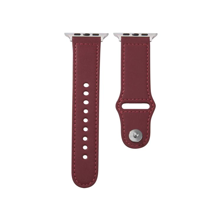 For Apple Watch 42mm / 41mm / 40mm / 38mm Kalebol Large Stud Buckle Leather Watch Band(Wine Red) - free shipping - PMc TechLife - Order now!