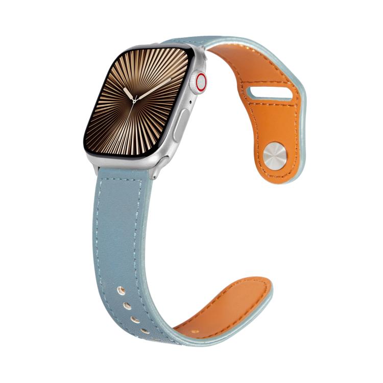 For Apple Watch 42mm / 41mm / 40mm / 38mm Kalebol Large Stud Buckle Leather Watch Band(Haze Blue) - free shipping - PMc TechLife - Order now!