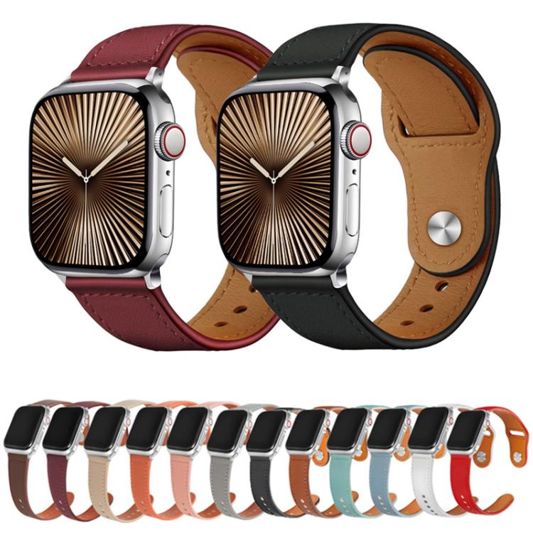 For Apple Watch 42mm / 41mm / 40mm / 38mm Kalebol Large Stud Buckle Leather Watch Band(Red) - free shipping - PMc TechLife - Order now!
