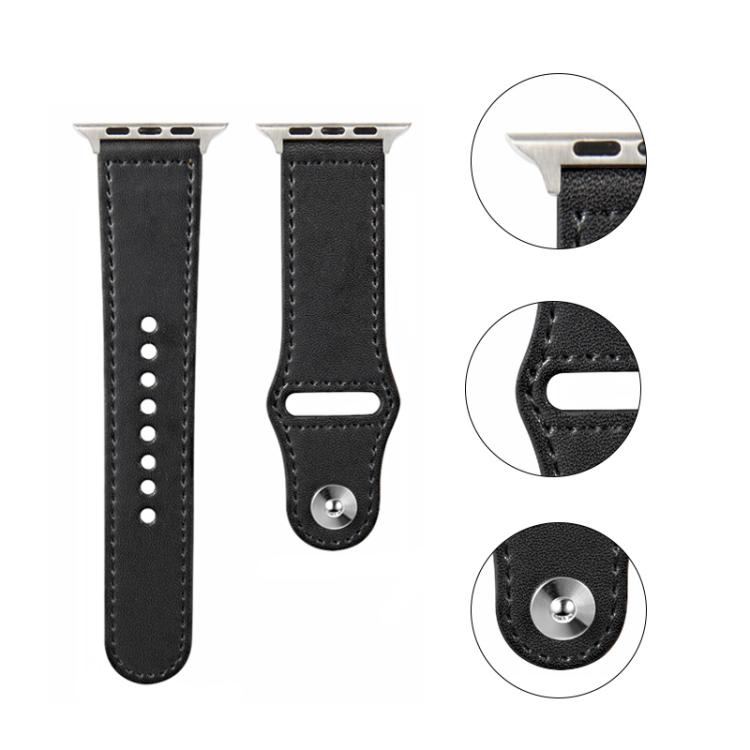 For Apple Watch 42mm / 41mm / 40mm / 38mm Kalebol Large Stud Buckle Leather Watch Band(Grey) - free shipping - PMc TechLife - Order now!