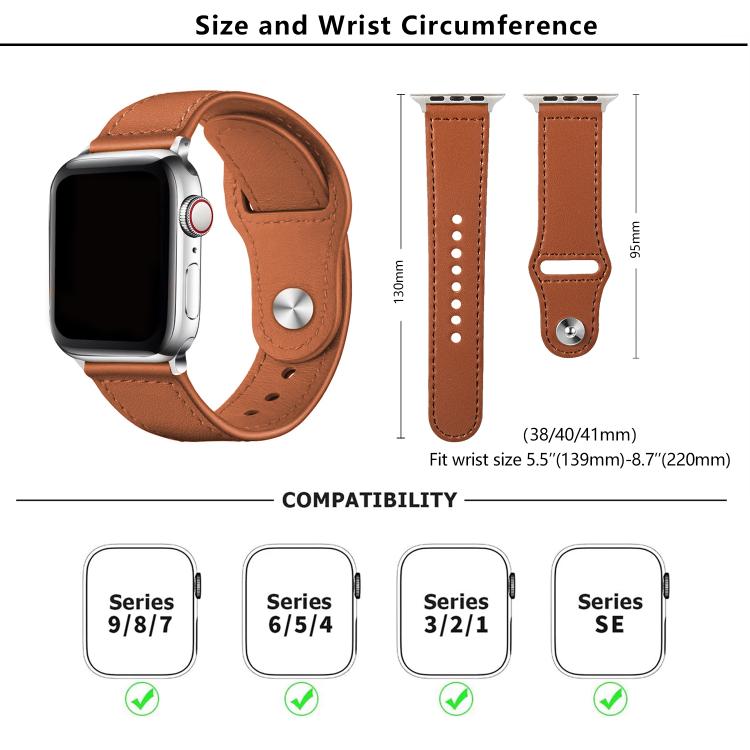 For Apple Watch 42mm / 41mm / 40mm / 38mm Kalebol Large Stud Buckle Leather Watch Band(Grey) - free shipping - PMc TechLife - Order now!