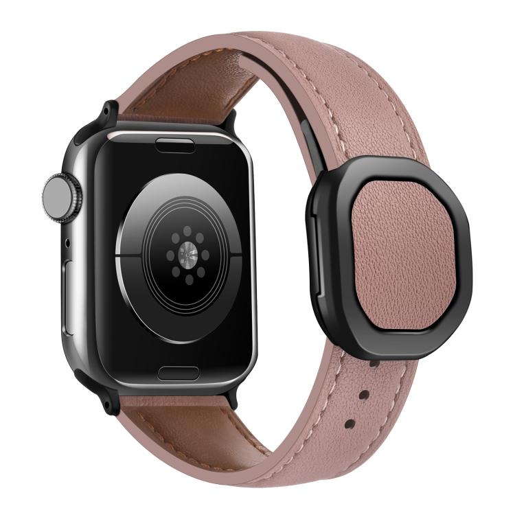 For Apple Watch 46mm / 49mm / 45mm / 44mm Kalebol Magnetic Fold Genuine Buckle Leather Watch Band(Bean Paste) - free shipping - PMc TechLife - Order now!