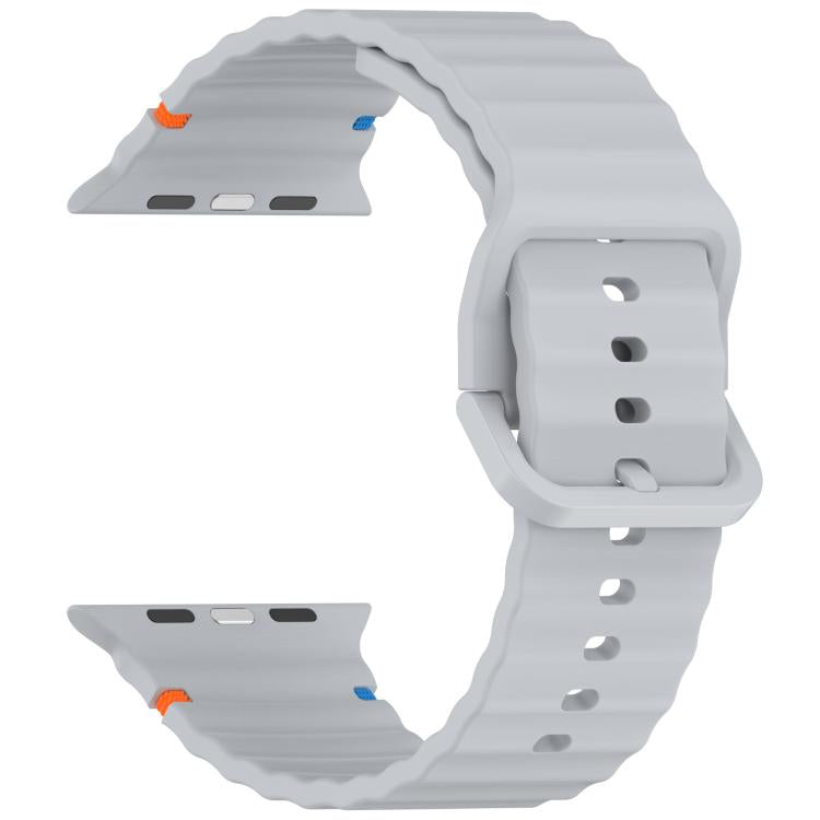 For Apple Watch 46mm / 49mm / 45mm / 44mm Kalebol Wavy Grain Stitched Silicone Watch Band(Grey) - free shipping - PMc TechLife - Order now!