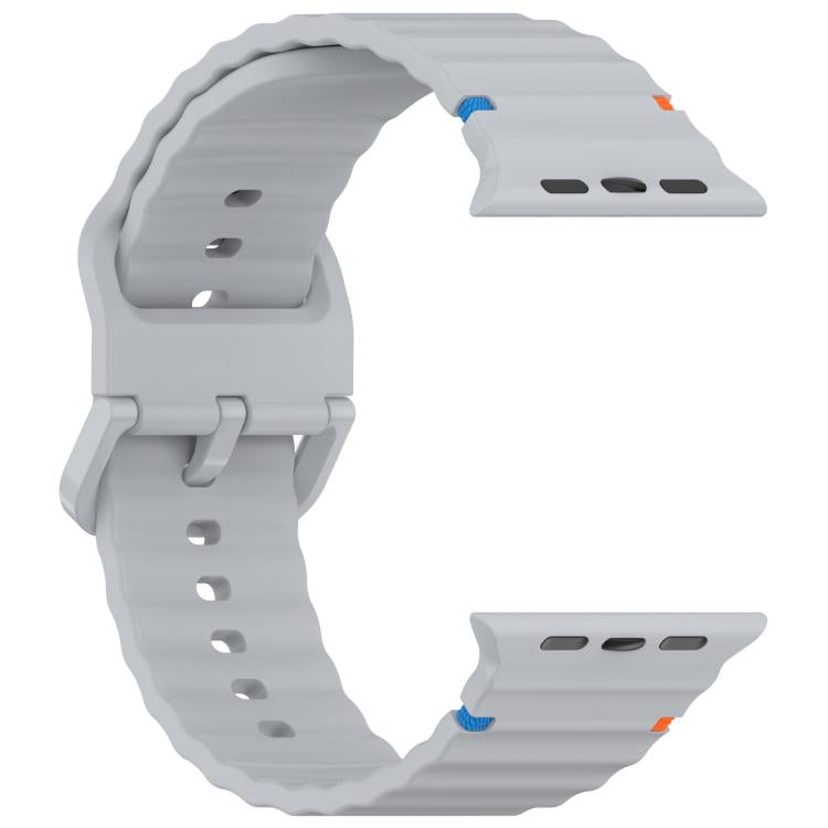 For Apple Watch 46mm / 49mm / 45mm / 44mm Kalebol Wavy Grain Stitched Silicone Watch Band(Grey) - free shipping - PMc TechLife - Order now!