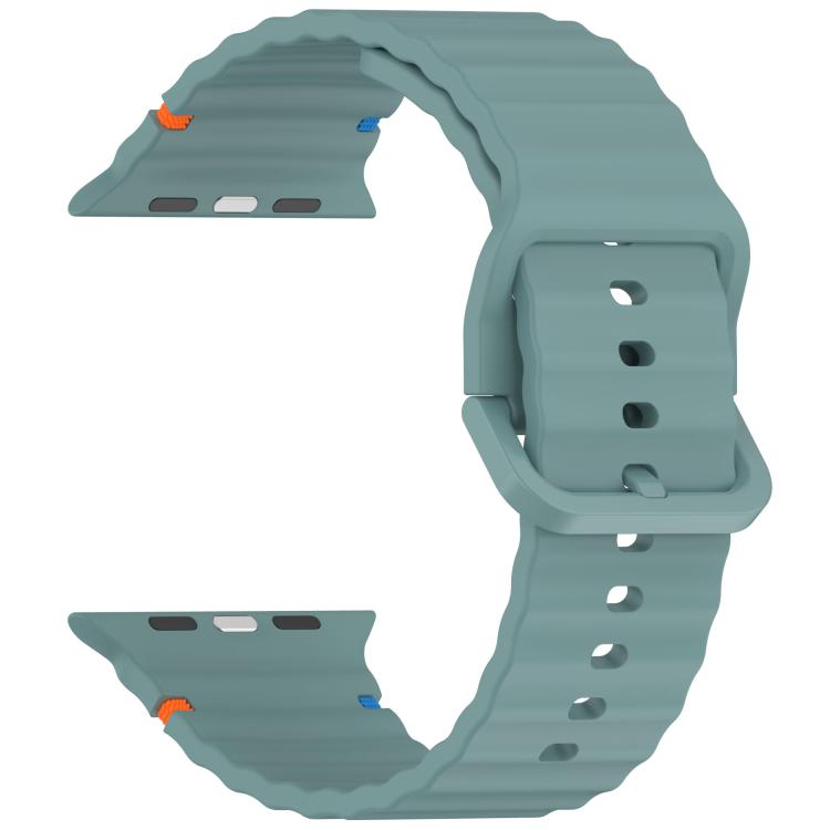For Apple Watch 46mm / 49mm / 45mm / 44mm Kalebol Wavy Grain Stitched Silicone Watch Band(Pine Green) - free shipping - PMc TechLife - Order now!
