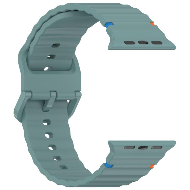 For Apple Watch 46mm / 49mm / 45mm / 44mm Kalebol Wavy Grain Stitched Silicone Watch Band(Pine Green) - free shipping - PMc TechLife - Order now!