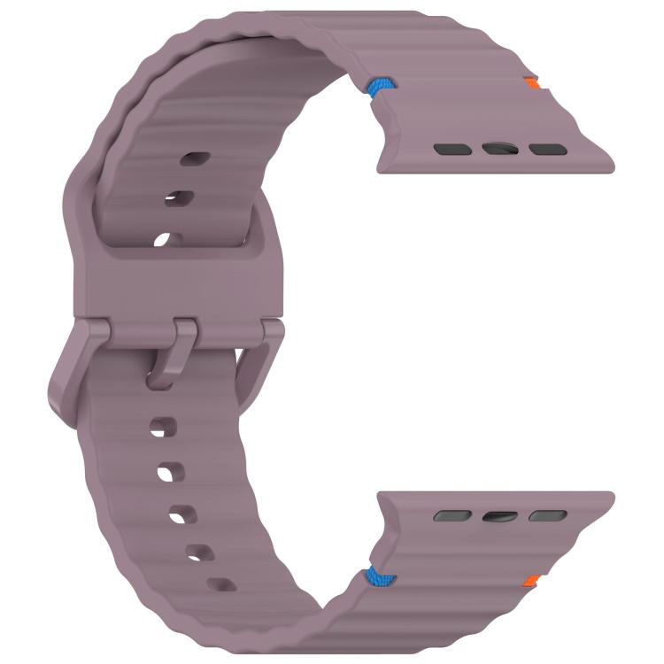 For Apple Watch 46mm / 49mm / 45mm / 44mm Kalebol Wavy Grain Stitched Silicone Watch Band(Purple Smoke) - free shipping - PMc TechLife - Order now!