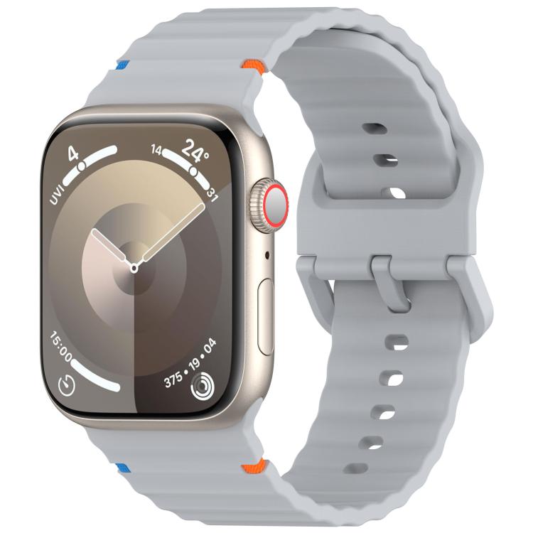 For Apple Watch 42mm / 41mm / 40mm / 38mm Kalebol Wavy Grain Stitched Silicone Watch Band(Grey) - free shipping - PMc TechLife - Order now!
