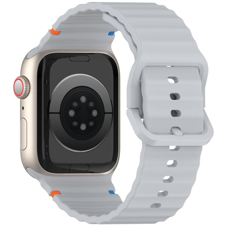 For Apple Watch 42mm / 41mm / 40mm / 38mm Kalebol Wavy Grain Stitched Silicone Watch Band(Grey) - free shipping - PMc TechLife - Order now!