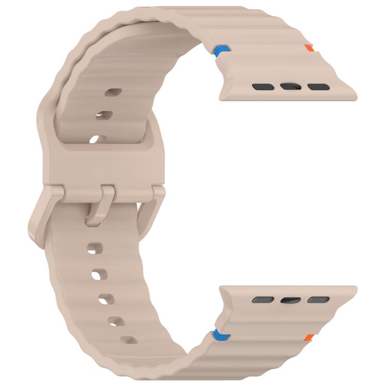 For Apple Watch 42mm / 41mm / 40mm / 38mm Kalebol Wavy Grain Stitched Silicone Watch Band(Milk Tea) - free shipping - PMc TechLife - Order now!
