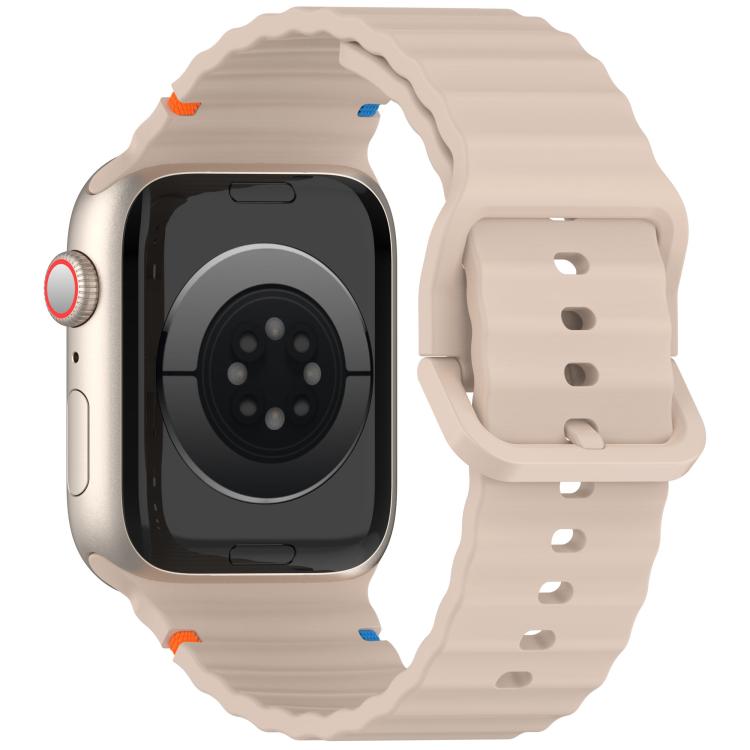 For Apple Watch 42mm / 41mm / 40mm / 38mm Kalebol Wavy Grain Stitched Silicone Watch Band(Milk Tea) - free shipping - PMc TechLife - Order now!