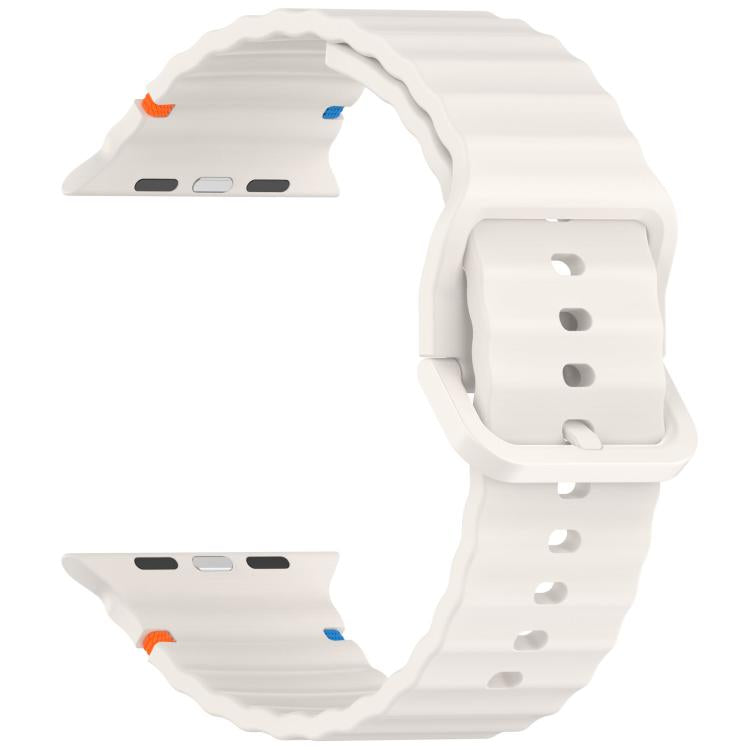 For Apple Watch 42mm / 41mm / 40mm / 38mm Kalebol Wavy Grain Stitched Silicone Watch Band(Starlight) - free shipping - PMc TechLife - Order now!