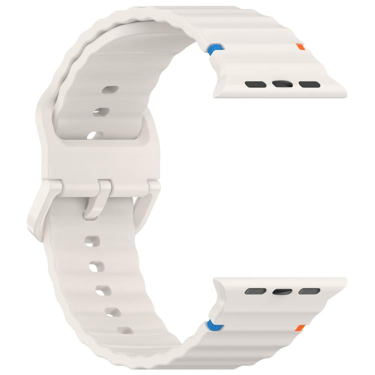 For Apple Watch 42mm / 41mm / 40mm / 38mm Kalebol Wavy Grain Stitched Silicone Watch Band(Starlight) - free shipping - PMc TechLife - Order now!