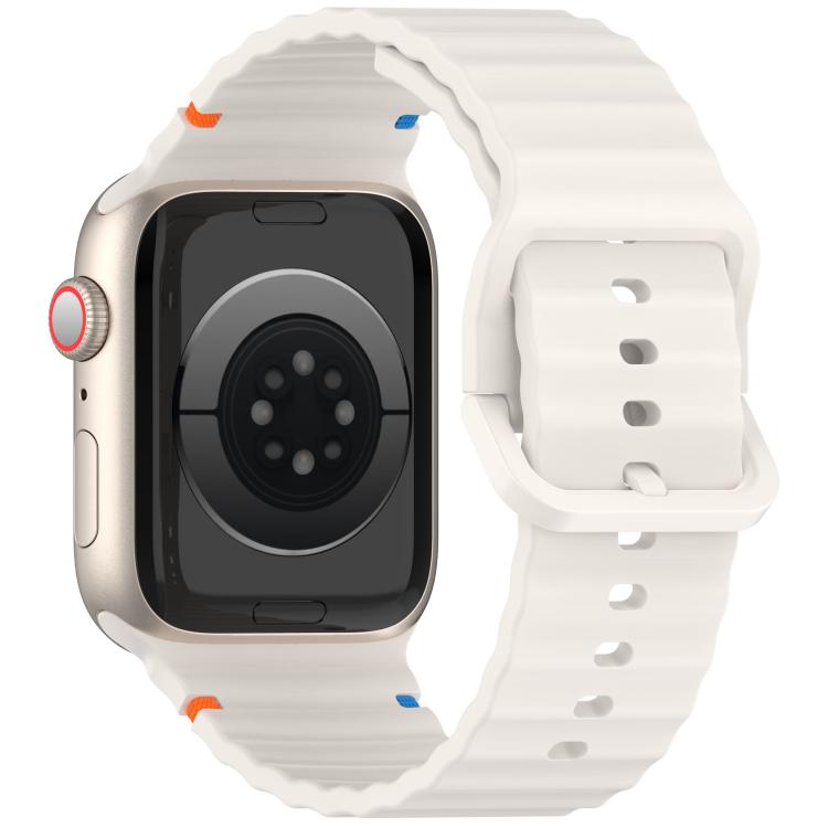 For Apple Watch 42mm / 41mm / 40mm / 38mm Kalebol Wavy Grain Stitched Silicone Watch Band(Starlight) - free shipping - PMc TechLife - Order now!