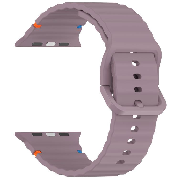 For Apple Watch 42mm / 41mm / 40mm / 38mm Kalebol Wavy Grain Stitched Silicone Watch Band(Purple Smoke) - free shipping - PMc TechLife - Order now!