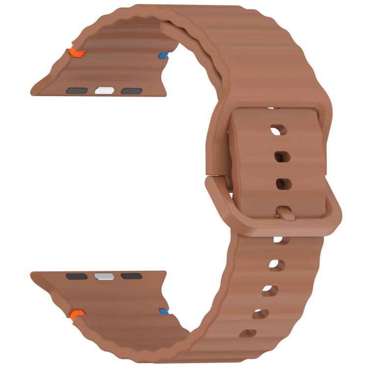 For Apple Watch 42mm / 41mm / 40mm / 38mm Kalebol Wavy Grain Stitched Silicone Watch Band(Brown) - free shipping - PMc TechLife - Order now!