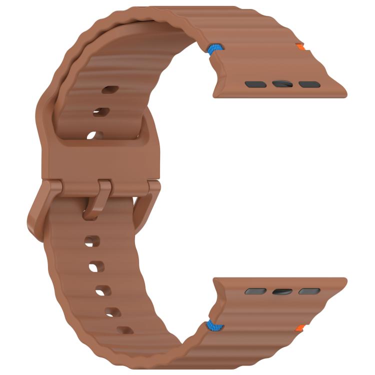 For Apple Watch 42mm / 41mm / 40mm / 38mm Kalebol Wavy Grain Stitched Silicone Watch Band(Brown) - free shipping - PMc TechLife - Order now!
