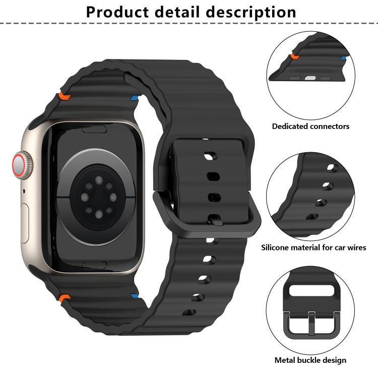 For Apple Watch 42mm / 41mm / 40mm / 38mm Kalebol Wavy Grain Stitched Silicone Watch Band(White) - free shipping - PMc TechLife - Order now!