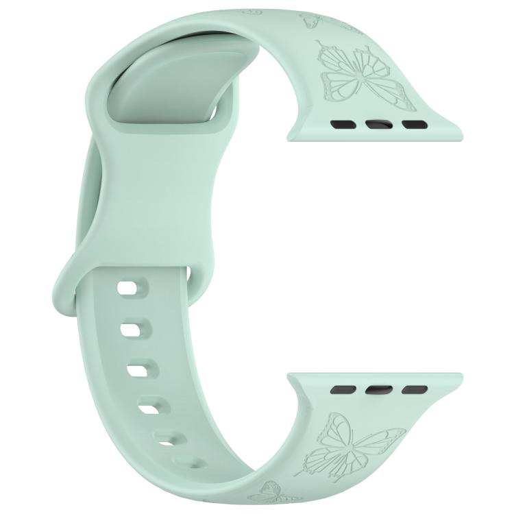 For Apple Watch 46mm / 49mm / 45mm / 44mm Kalebol 8-shaped Buckle Butterfly Embossed Silicone Watch Band(Light Green) - free shipping - PMc TechLife - Order now!