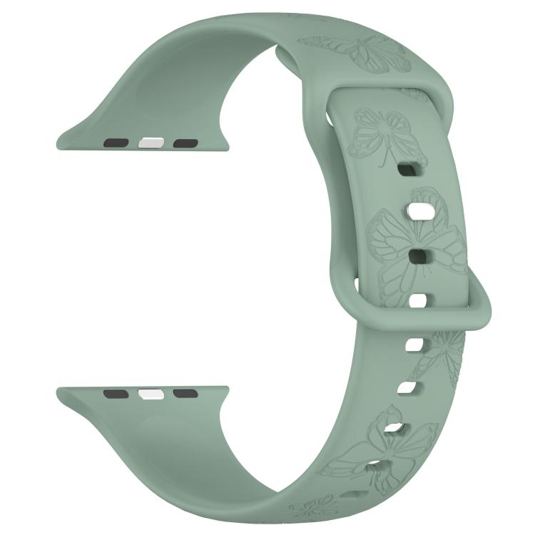 For Apple Watch 46mm / 49mm / 45mm / 44mm Kalebol 8-shaped Buckle Butterfly Embossed Silicone Watch Band(Olive Green) - free shipping - PMc TechLife - Order now!
